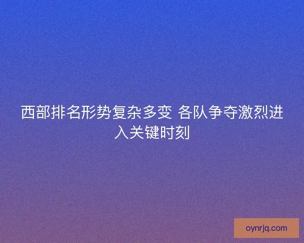 西部排名形势复杂多变 各队争夺激烈进入关键时刻