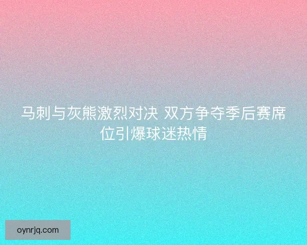 马刺与灰熊激烈对决 双方争夺季后赛席位引爆球迷热情